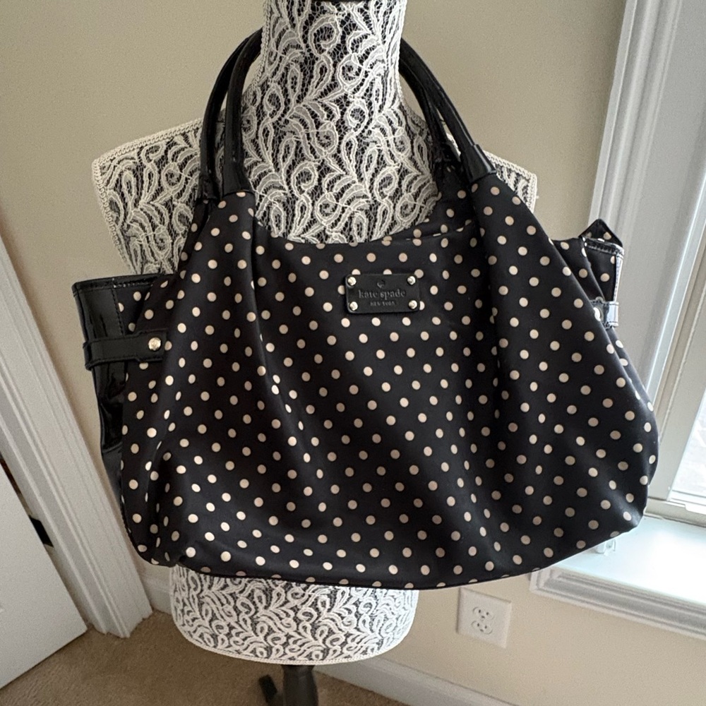 Kate Spade Black Tote with White Polka Dots